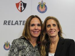 Ana Karina Vazquez, de la fundación Jorge Vergara y Laura Irarragorri, presidenta de la organización Ganar Sirviendo, durante la conferencia de prensa ''ReLate X Jalisco'' previo al duelo de la jornada 9 del torneo Clausura 2020. IMAGO7