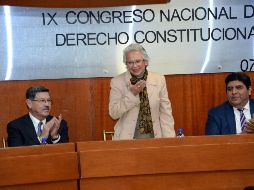 Olga Sánchez Cordero, secretaria de Gobierno, durante su visita a la Facultad de Derecho de la Universidad Autónoma de Nuevo León. SUN