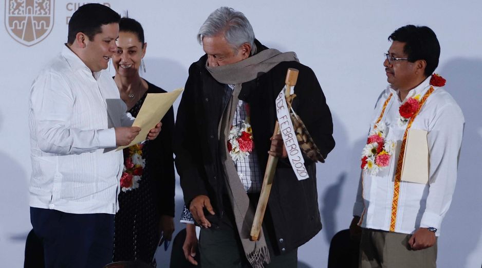 López Obrador acudió a una reunión con la comunidad indígena de la alcaldía Milpa Alta, en Ciudad de México. SUN/B. Fregoso