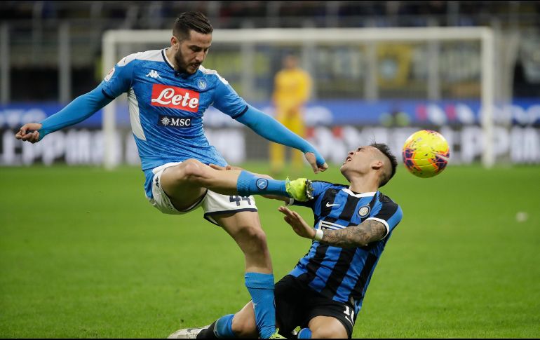 Lautaro Martínez no pudo ayudar al Inter a derrotar al Napoli. AP / L. Bruno