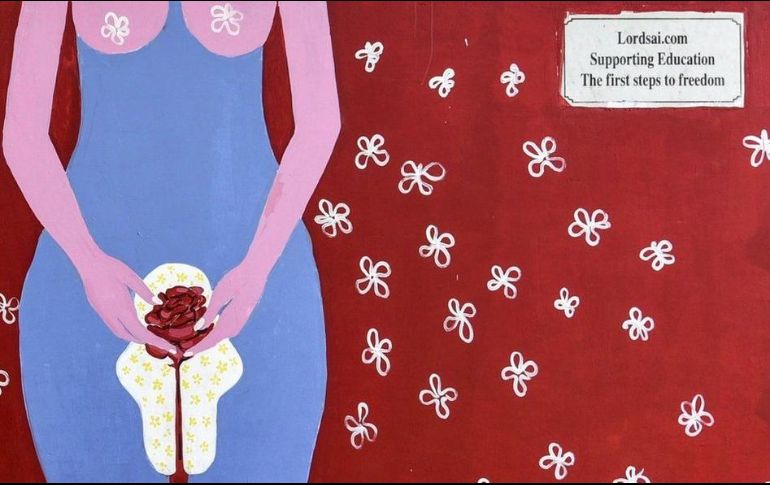 Este mural busca crear conciencia sobre la menstruación, con la intención de que deje de ser un tema tabú en India. GETTY IMAGES