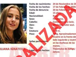 Liliana Ignateva contaba con una Alerta Amber desde el pasado 20 de febrero. ESPECIAL