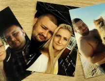 Roman Sarychev con su pareja, Maria Pimakhova, y su perro mascota.