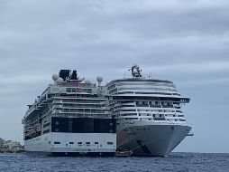 Tripulantes del MCS Veriglia desembarcaron esta mañana en el puerto de Punta Langosta en Cozumel. EFE / H. Castillo
