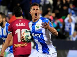 Guido Carrillo celebra el gol que le dio el empate al Leganés. EFE/F. Alvarado