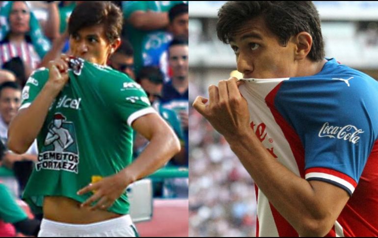 Macías besó el escudo de León cuando anotó a Chivas en agosto del 2019; ahora lo hizo con el Rebaño en el triunfo ante los Panzas Verdes. AFP / ARCHIVO