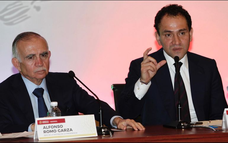 Conferencia en el salón de usos múltiples de Palacio Nacional del jefe de la oficina de la Presidencia de México, Alfonso Romo, y Arturo Herrera, secretario de Hacienda. NTX/A. Guzmán
