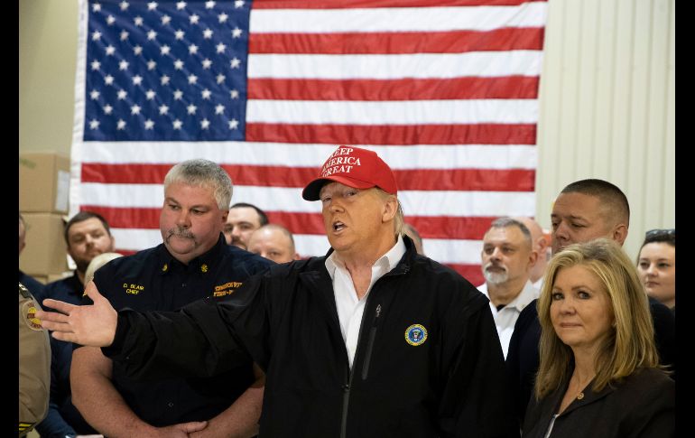 Trump fue acompañado por el gobernador de Tennessee, Bill Lee; la senadora republicana del estado, Marsha Blackburn, y otros altos funcionarios. AP/A. Brandon