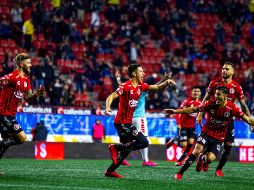 Mauro Lainez festeja el segundo gol de Tijuana. IMAGO7/X. Hernández