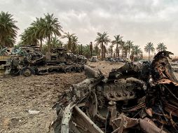 Daño causado por los bombardeos en la zona de Jurf al-Sakhr, en la provincia de Babilonia. AFP