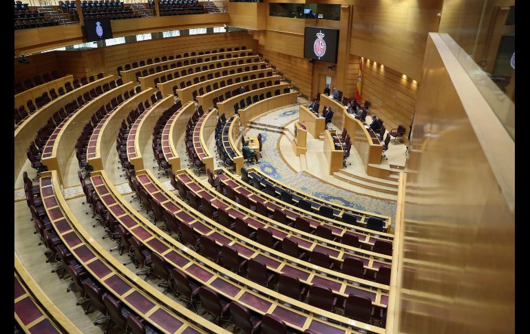 El pleno del Senado español se ha visto este martes obligado por la crisis del coronavirus a recurrir a una sesión telemática exprés para aprobar un procotolo internacional sobre la adhesión de Macedonia del Norte a la OTAN. EFE/K. Huesca