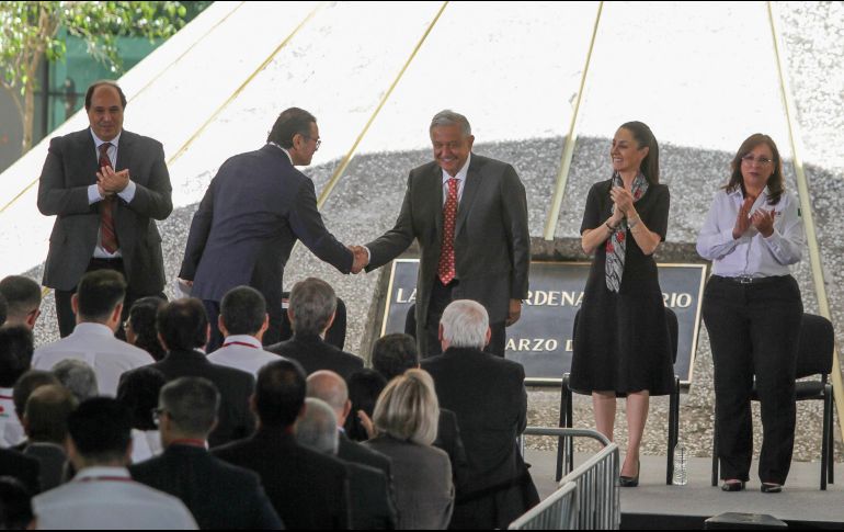 Este miércoles, Octavio Romero participó en la ceremonia del 82 Aniversario de la Expropiación Petrolera junto con el Presidente López Obrador y otros funcionarios. NTX/M. González