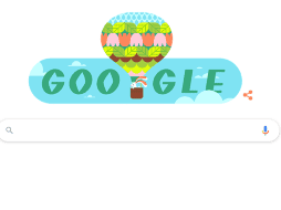 Google dedicó un doodle que muestra un globo aerostático hecho de hojas de un árbol que lleva a un conejo blanco en su interior. ESPECIAL / google.com
