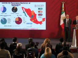 En conferencia matutina, López-Gatell mencionó que el paciente que murió por COVID-19 pudo mantener contacto con personas extranjeras infectadas. AP/F. Llano