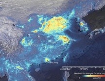 Este mapa muestra la variación en las emisiones de NO2 sobre China (diciembre-marzo).  TWITTER / @esa