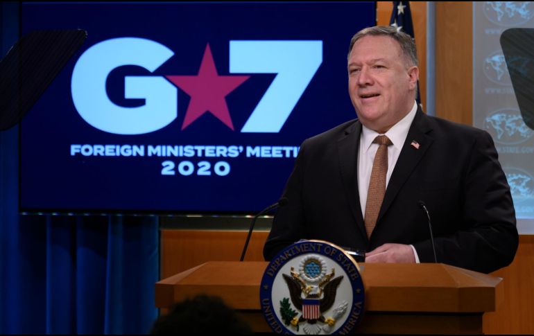 Pompeo dio una conferencia de prensa en Washington, DC, sobre la reunión del G7. AFP/A. Caballero-Reynolds