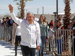 Fotografía cedida por la Presidencia de México de Andrés Manuel López Obrador durante una gira de trabajo en el municipio de San Luis Río Colorado, Sonora. EFE/Presidencia de México