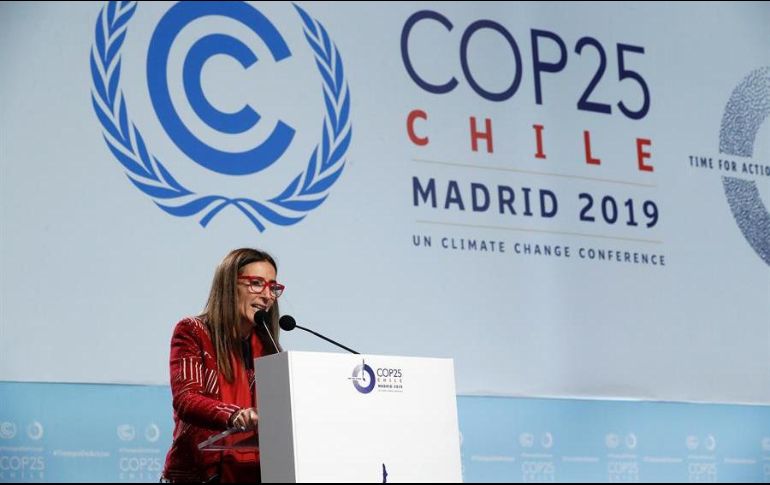 La chilena Carolina Schmidt, presidenta de la COP25, durante la comparecencia en la Cumbre del Clima de Madrid este 2019. EFE/Zipi