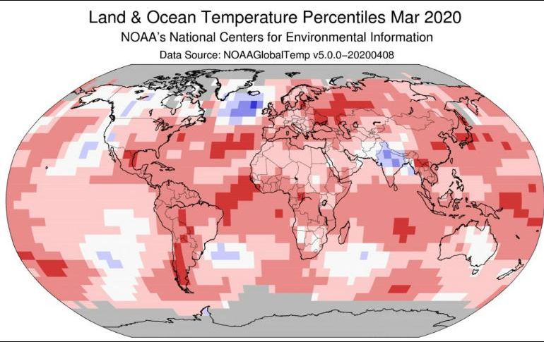 América del Sur tuvo su marzo más cálido registrado. TWITTER / @NOAA