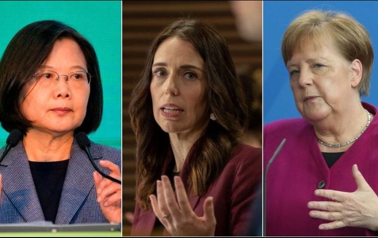Tsai Ing-wen (Taiwán), Jacinta Ardent (Nueva Zelanda) y Angela Merkel (Alemania) son algunas de las mujeres que lideran países con una respuesta eficiente ante la pandemia. GETTY IMAGES/BBC MUNDO