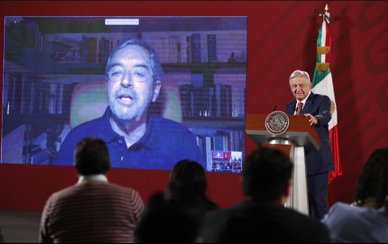 El Presidente participa en una videoconferencia con el embajador de México ante la ONU. EFE / J. Méndez
