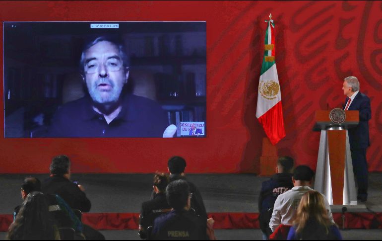 Juan Ramón de la Fuente, embajador de México ante la ONU, durante la conferencia matutina del Presidente Andrés Manuel López Obrador en Palacio Nacional. SUN/S. Tapia