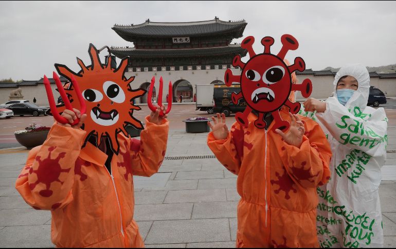 Activistas se manifiestan contra el cambio climático en Seúl. Las medidas de prevención, como el distanciamiento social, se an relajado. AP/Y. Ahn