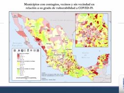El mapa que presentó la UNAM indica dónde podría haber mayores afectaciones económicas, aunque no llegue el virus a esas entidades en particular. ESPECIAL/UNAM