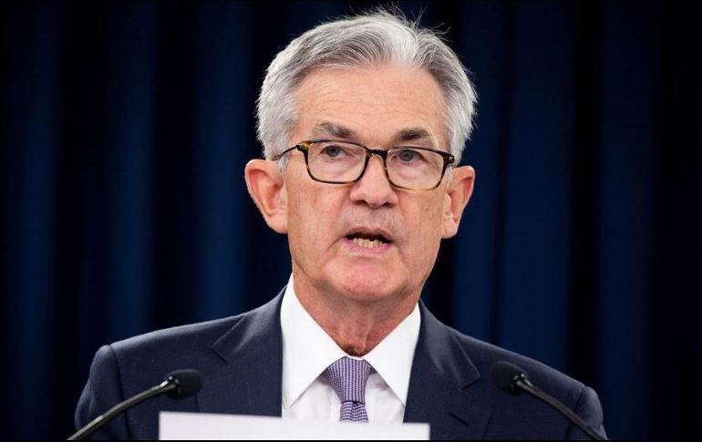 El presidente de la Reserva Federal de EU, Jerome Powell, ofrece una conferencia de prensa. EFE/M. Reynolds