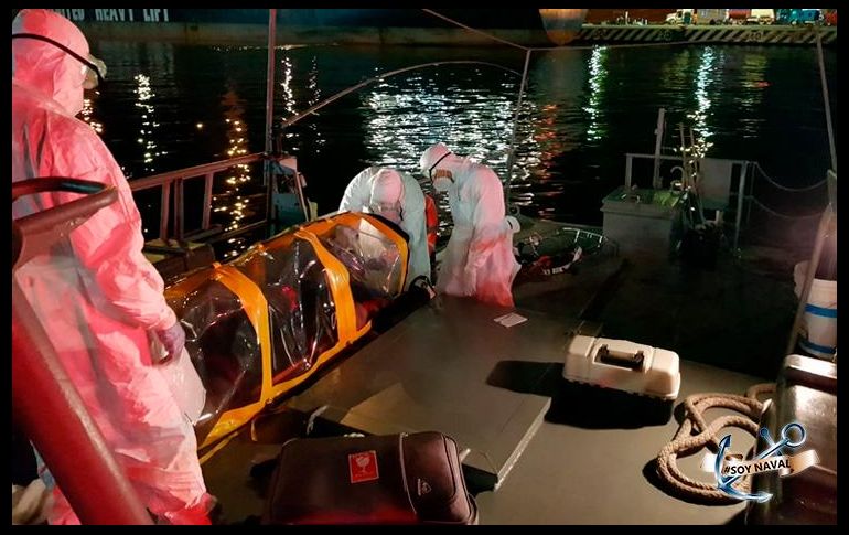 La salud del filipino se reportó como estable. TWITTER/@SEMAR_mx