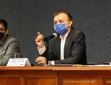 El coordinador de Crecimiento y Desarrollo Económico, Alejandro Guzmán Larralde, durante la reunión con los integrantes de la mesa ampliada. TWITTER / @GuzmanLarralde