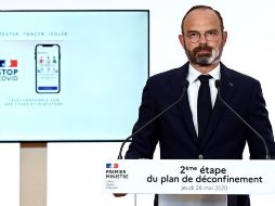 Edouard Philippe, primer ministro francés, presenta la segunda fase de desconfinamiento a medios de comunicación. EFE/P. Lopez