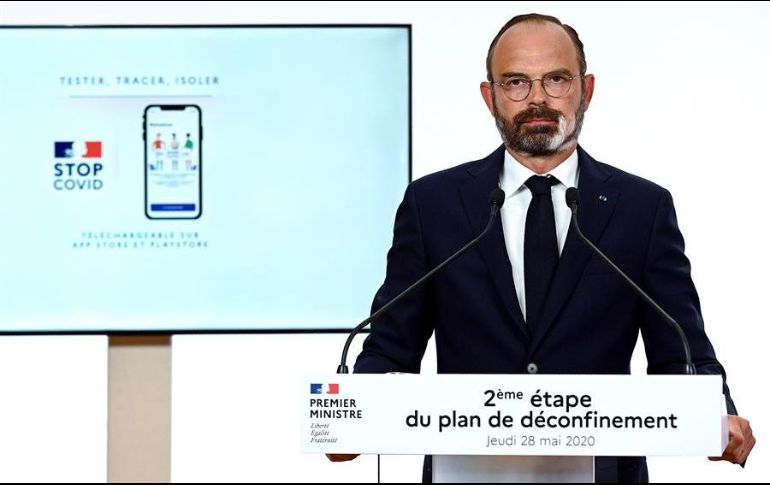 Edouard Philippe, primer ministro francés, presenta la segunda fase de desconfinamiento a medios de comunicación. EFE/P. Lopez