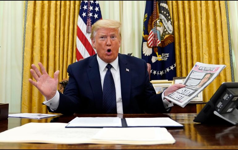 Desde la Oficina Oval de la Casa Blanca, Trump aseguró que el decreto defendería la libertad de expresión. AP/E. Vucci