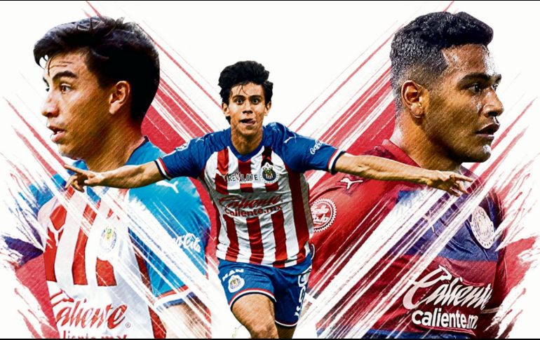 Fernando Beltrán, José Juan Macías y Gilberto Sepúlveda, tres futbolistas formados por Chivas. EL INFORMADOR/E. Victoria