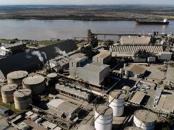 Vista aérea de Vicentín, compañía con más de 2 mil empleados, en la ribera del río Paraná. AFP/G. Saita