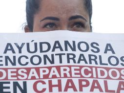 Esta mañana habitantes de Chapala se manifestaron por la desaparición de Griselda, Ángel y Wenceslao. EFE/F. Guasco