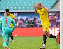 Erling Haaland celebra tras marcar su segundo gol este sábado. AP / J. Meyer
