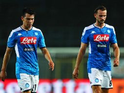 El mexicano Hirving Lozano jugó los últimos treinta minutos y dio electricidad a la delantera del Napoli este jueves en el campo del Atalanta. EFE / P. Magni