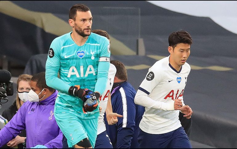 Hugo Lloris, capitán del Tottenham Hotspur, aclaró la acalorada discusión con Heung-min Son y explicó que fue por una jugada en la que el Everton casi consigue el empate. AFP / A. Davy
