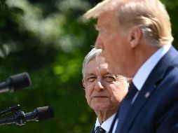 López Obrador y Trump dan una conferencia de prensa conjunta desde la Casa Blanca, en Washington, DC. AFP/J. Watson