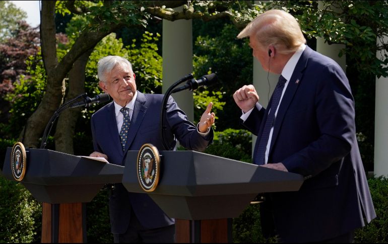 López Obrador y Trump en la Casa Blanca, en Washington, DC. AP/E. Vucci
