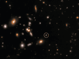 El estallido fue llamado SGRB181123B (círculo) y los investigadores han sostenido que se trata del segundo más distante conocido hasta el momento. ESPECIAL / Gemini Observatory