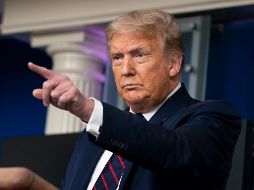 Trump ofreció hoy la primera rueda de prensa sobre el coronavirus en la Casa Blanca desde mediados de abril. AP/E. Vucci