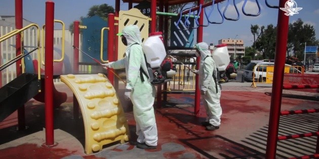 Desinfectan espacios entre gracias y agresiones