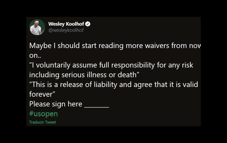 POLÉMICA. El tenista Wesley Koolhof reveló la responsiva que la USTA exige se firme. ESPECIAL