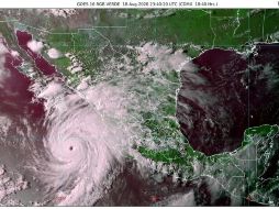 El ciclón se localiza 450 kilómetros al sur-sureste de Cabo San Lucas y 475 kilómetros al oeste de Manzanillo. ESPECIAL/SMN