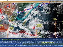 A partir de las 11:00 horas de este jueves, el sistema de baja presión se convirtió en la depresión tropical 14. ESPECIAL/CONAGUA