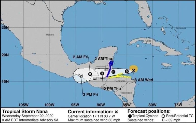 Los vientos con fuerza de la tormenta tropical se extienden hasta 75 km desde el centro del fenómeno meteorológico. EFE / NHC