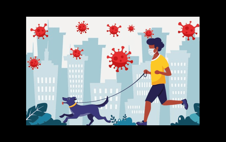 Los expertos consideran que salir a correr acompañado o pasear al perro tiene un riesgo moderado-bajo. GETTY IMAGES | BBC